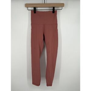 LULULEMON Wunder Train HR Crop W/Pockets 23" Coral Red Size LW6CEPS
